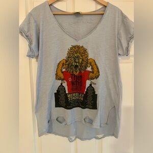 Jaded Gypsy Women's The Who Graphic Band Tee Distressed V Neck L/XL Boho Retro